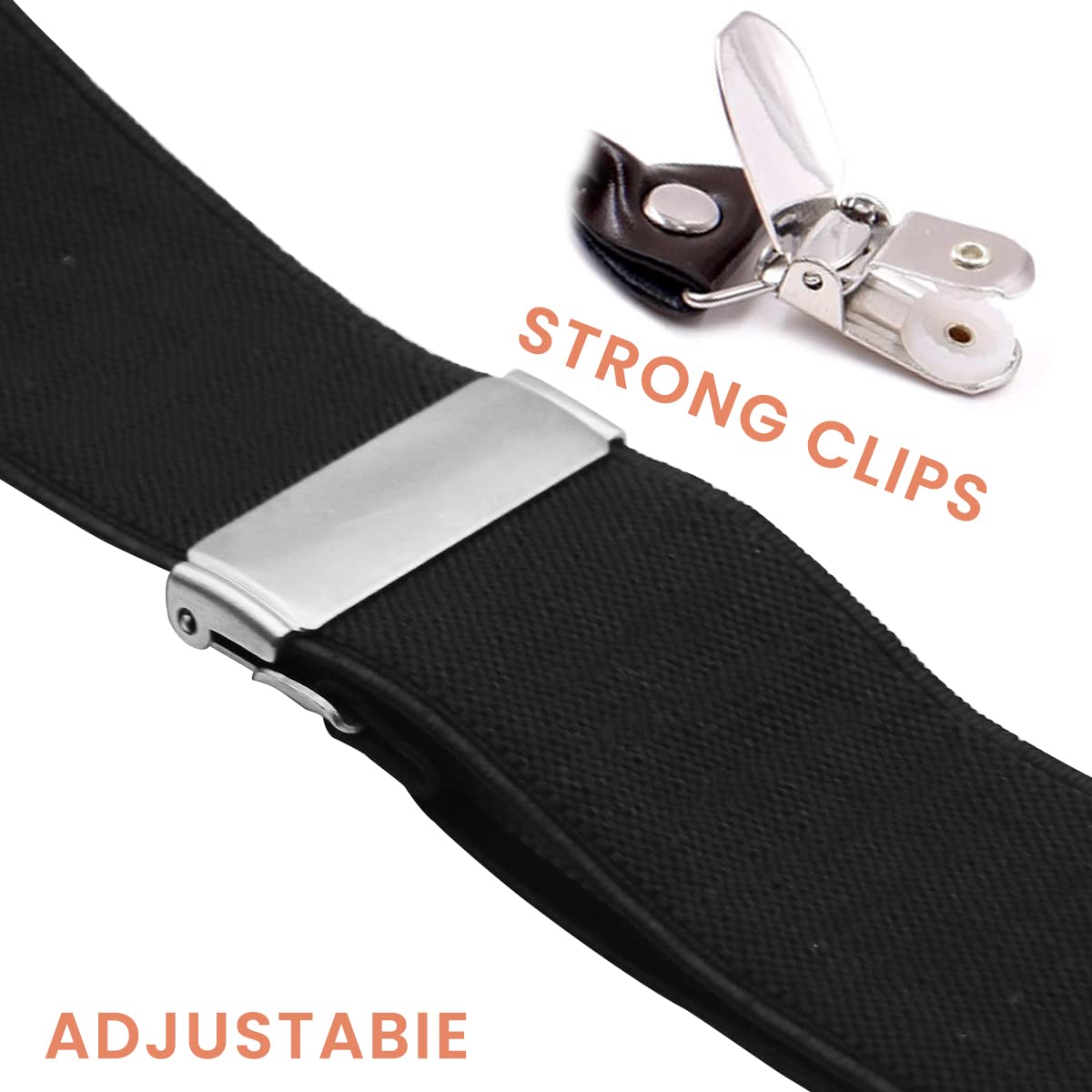 GUSTAVE Suspenders for Men Adjustable Elastic Y-Back Suspenders Fashion Heavy Duty Metal Clips Suspender for Shirt - Black GUSTAVE Suspenders for Men Adjustable Elastic Y-Back Suspenders Fashion Heavy Duty Metal Clips Suspender for Shirt - Black